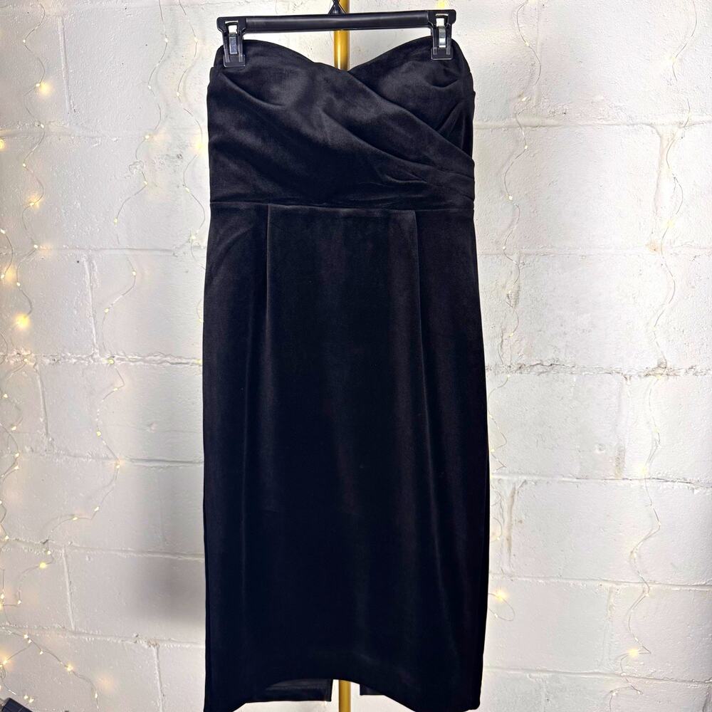 express women's M black strapless padded bust cocktail dress velvet feel